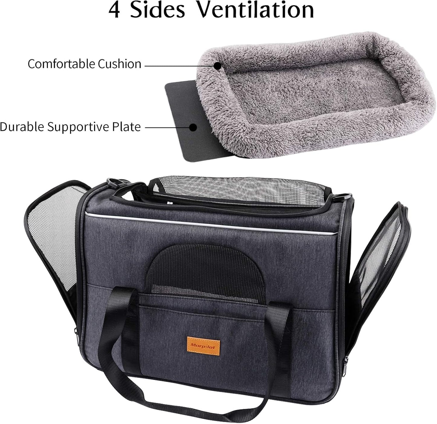 Premium Cat Carrier: Portable Soft-Sided Travel Bag for Cats and Small Dogs - Airline Approved with Removable Mat, Folding Bowl, and Adjustable Shoulder Strap