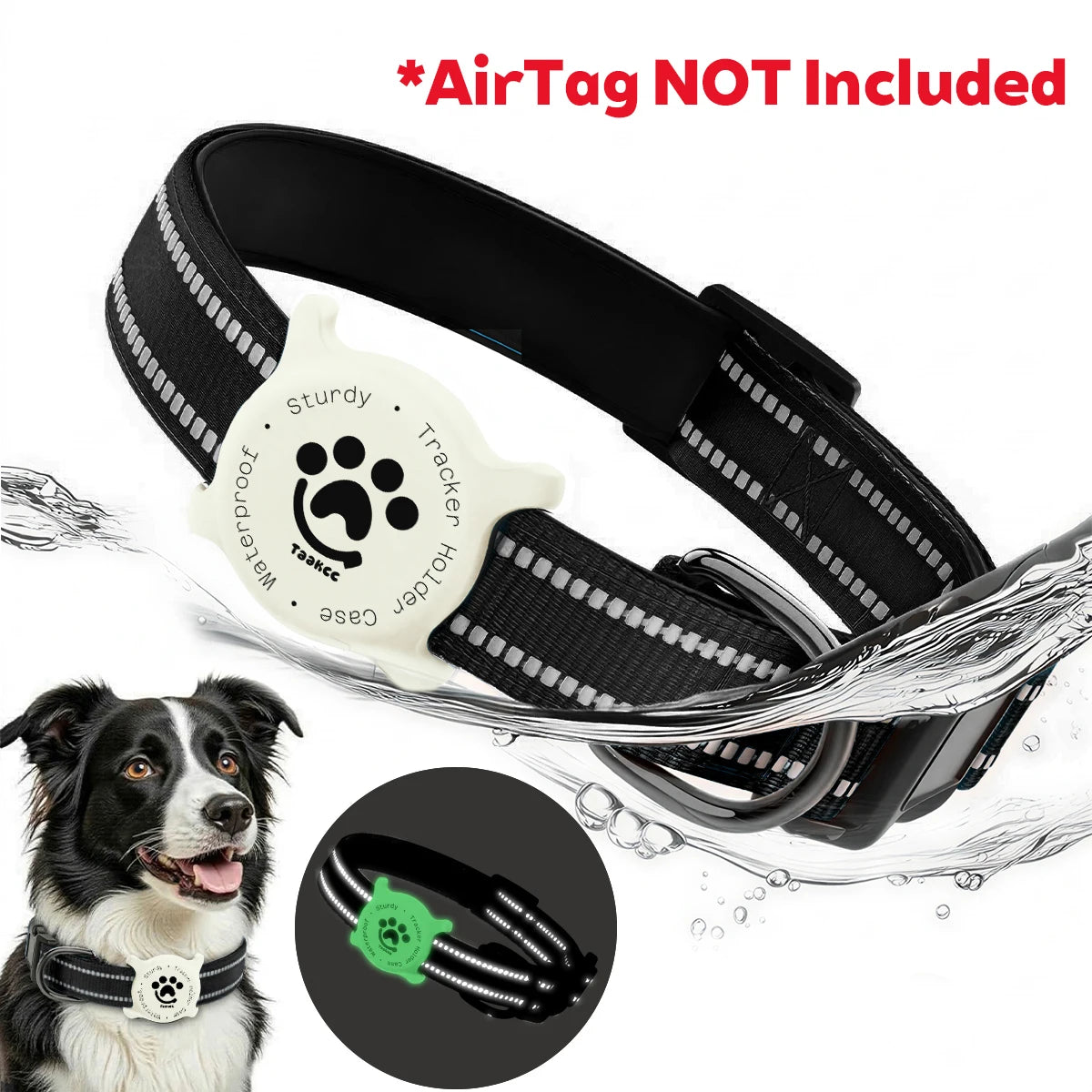 Elevate Your Dog's Safety and Style with the Taakcc Reflective Dog Collar - Featuring Luminous AirTag Holder and Waterproof Comfort
