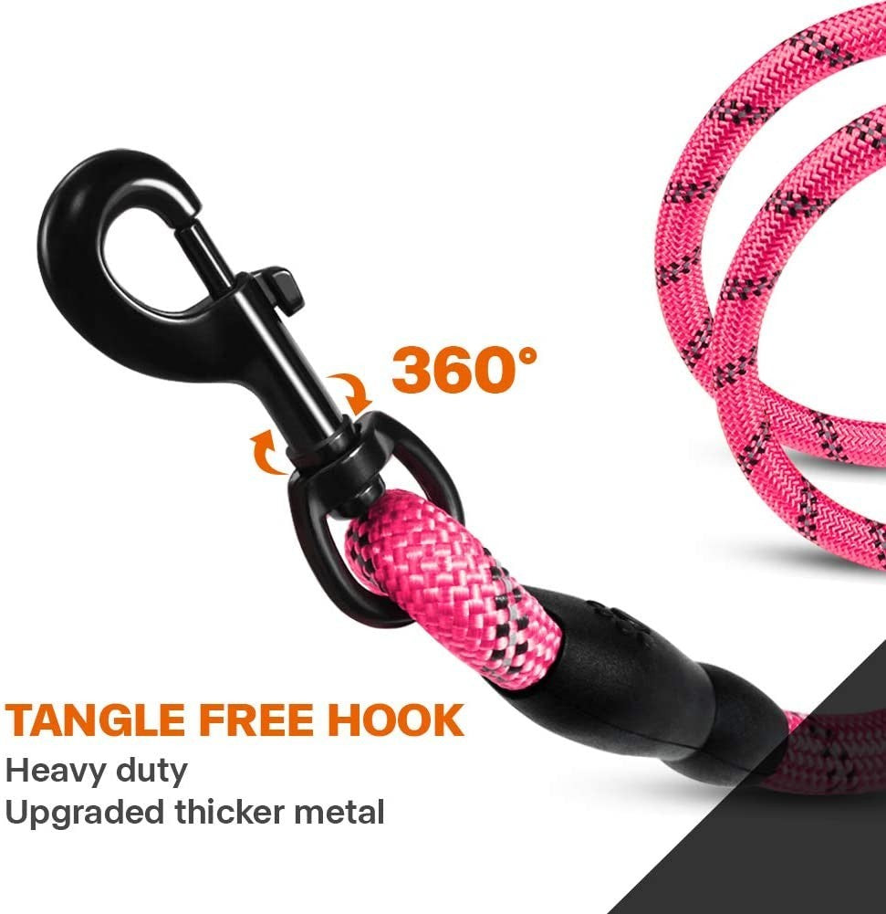 Extra Strong 5Ft Reflective Rope Dog Lead with Comfortable Foam Padded Handle - Perfect for All Dog Sizes