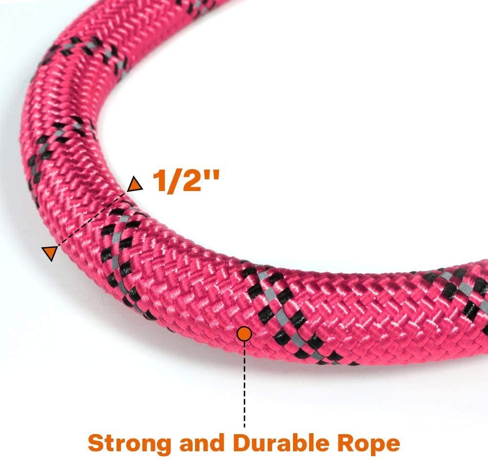 Extra Strong 5Ft Reflective Rope Dog Lead with Comfortable Foam Padded Handle - Perfect for All Dog Sizes