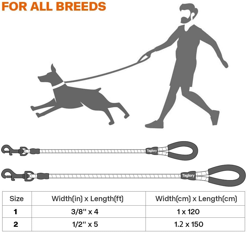 Extra Strong 5Ft Reflective Rope Dog Lead with Comfortable Foam Padded Handle - Perfect for All Dog Sizes
