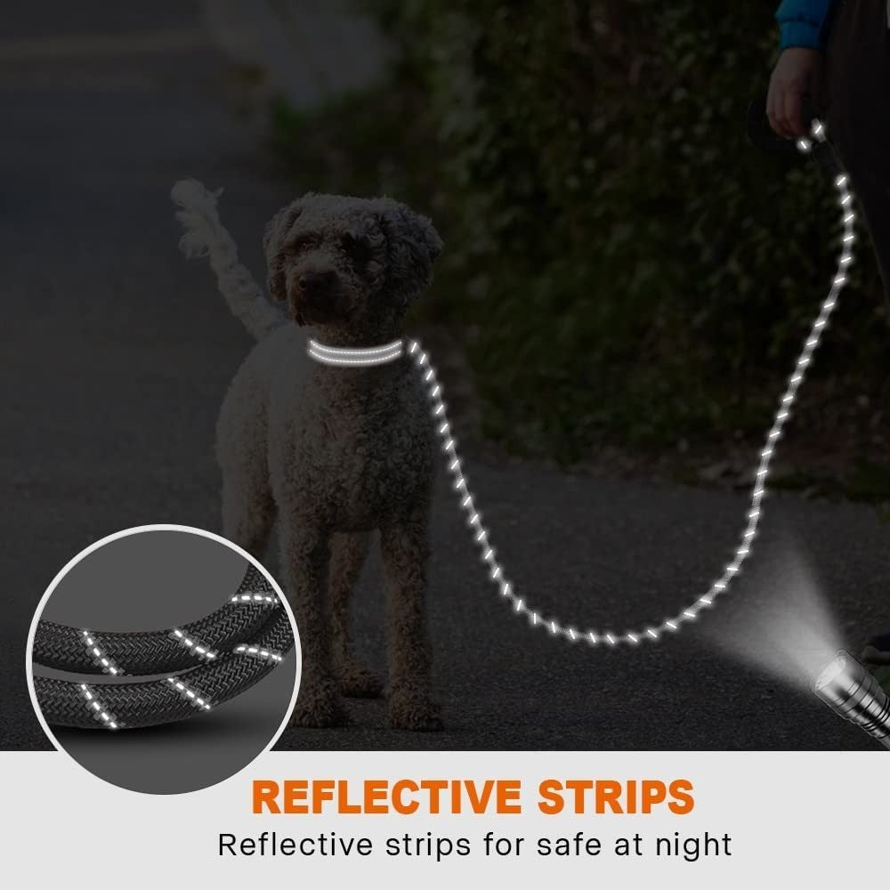 Extra Strong 5Ft Reflective Rope Dog Lead with Comfortable Foam Padded Handle - Perfect for All Dog Sizes