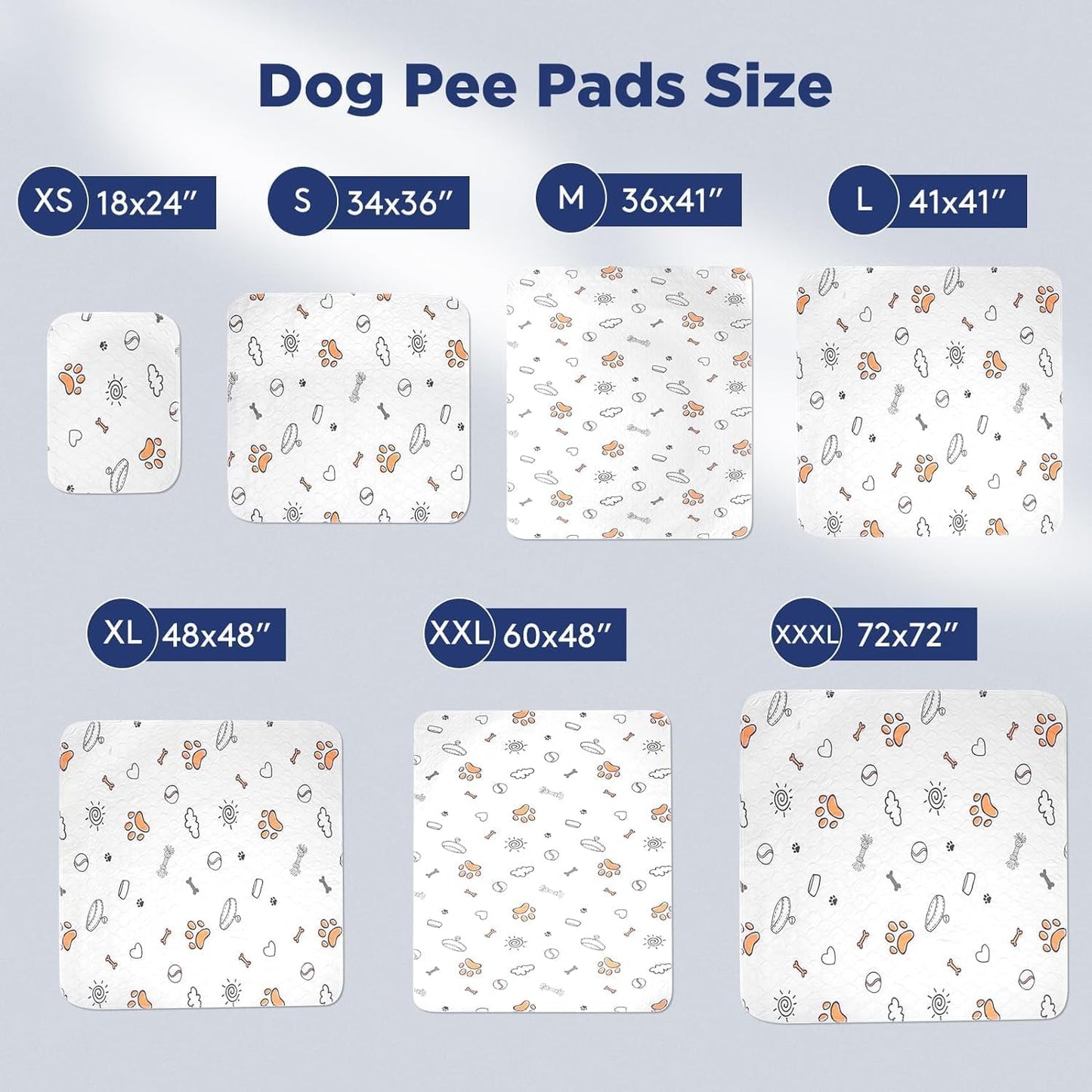 Large Washable Dog Pee Pads - 2 Pack, 36" x 41", Super Absorbent Reusable Training Mats, 100% Waterproof Non-Slip Indoor Playpen Accessories