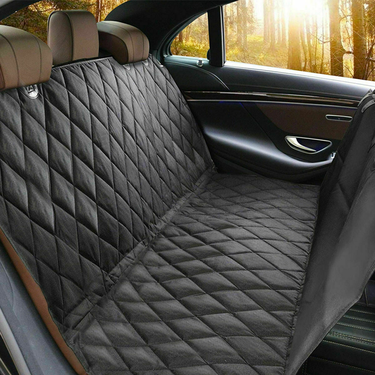 Premium 100% Waterproof Rear Seat Cover for Pets - Hammock Style Auto Protector