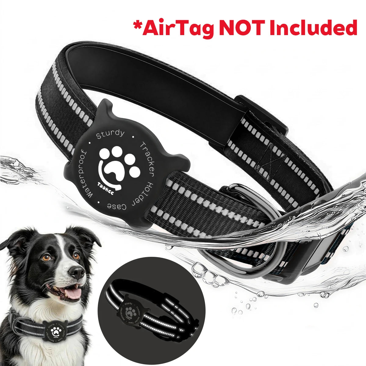 Elevate Your Dog's Safety and Style with the Taakcc Reflective Dog Collar - Featuring Luminous AirTag Holder and Waterproof Comfort