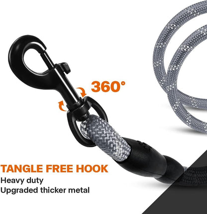 Extra Strong 5Ft Reflective Rope Dog Lead with Comfortable Foam Padded Handle - Perfect for All Dog Sizes