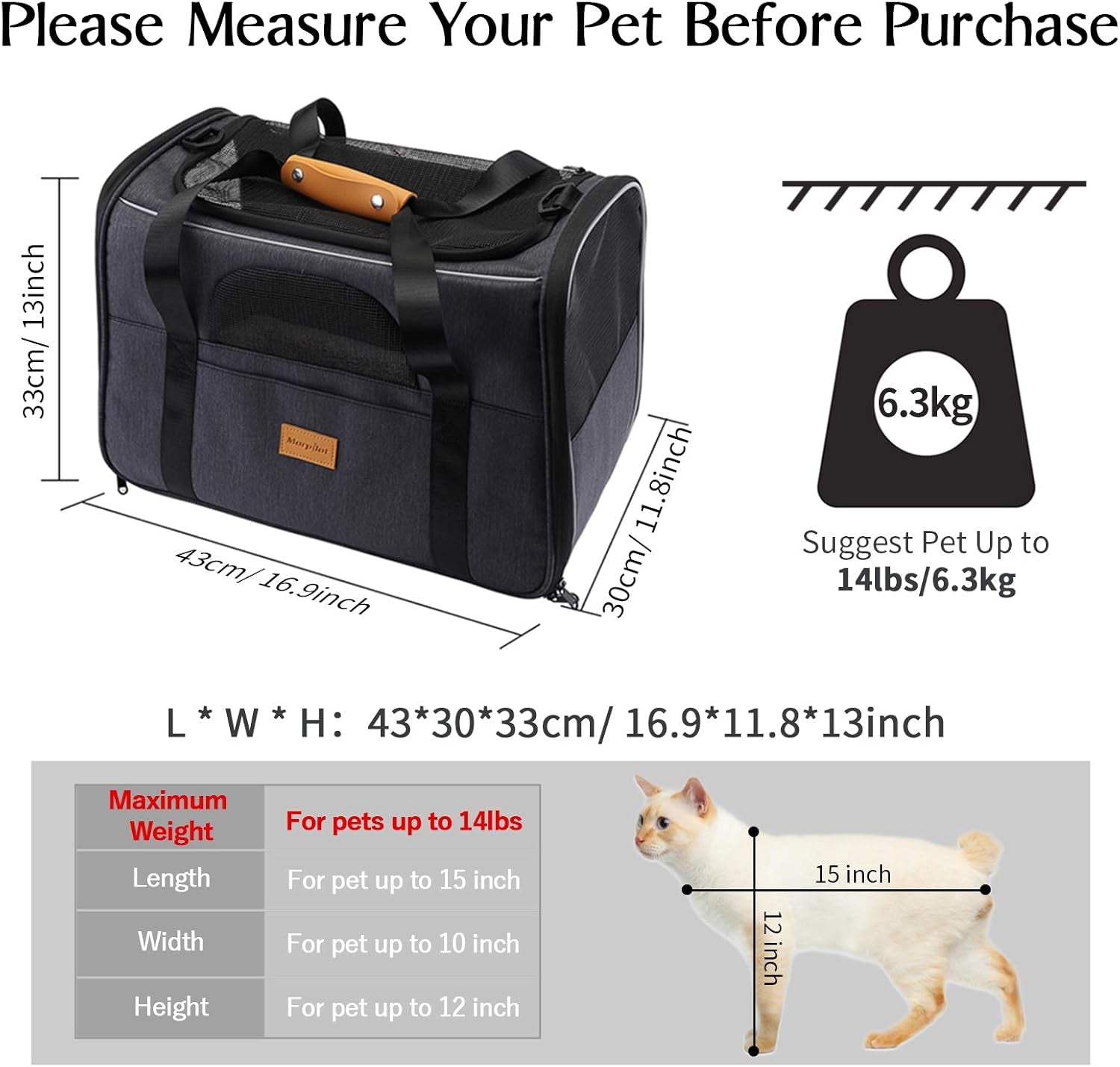 Premium Cat Carrier: Portable Soft-Sided Travel Bag for Cats and Small Dogs - Airline Approved with Removable Mat, Folding Bowl, and Adjustable Shoulder Strap