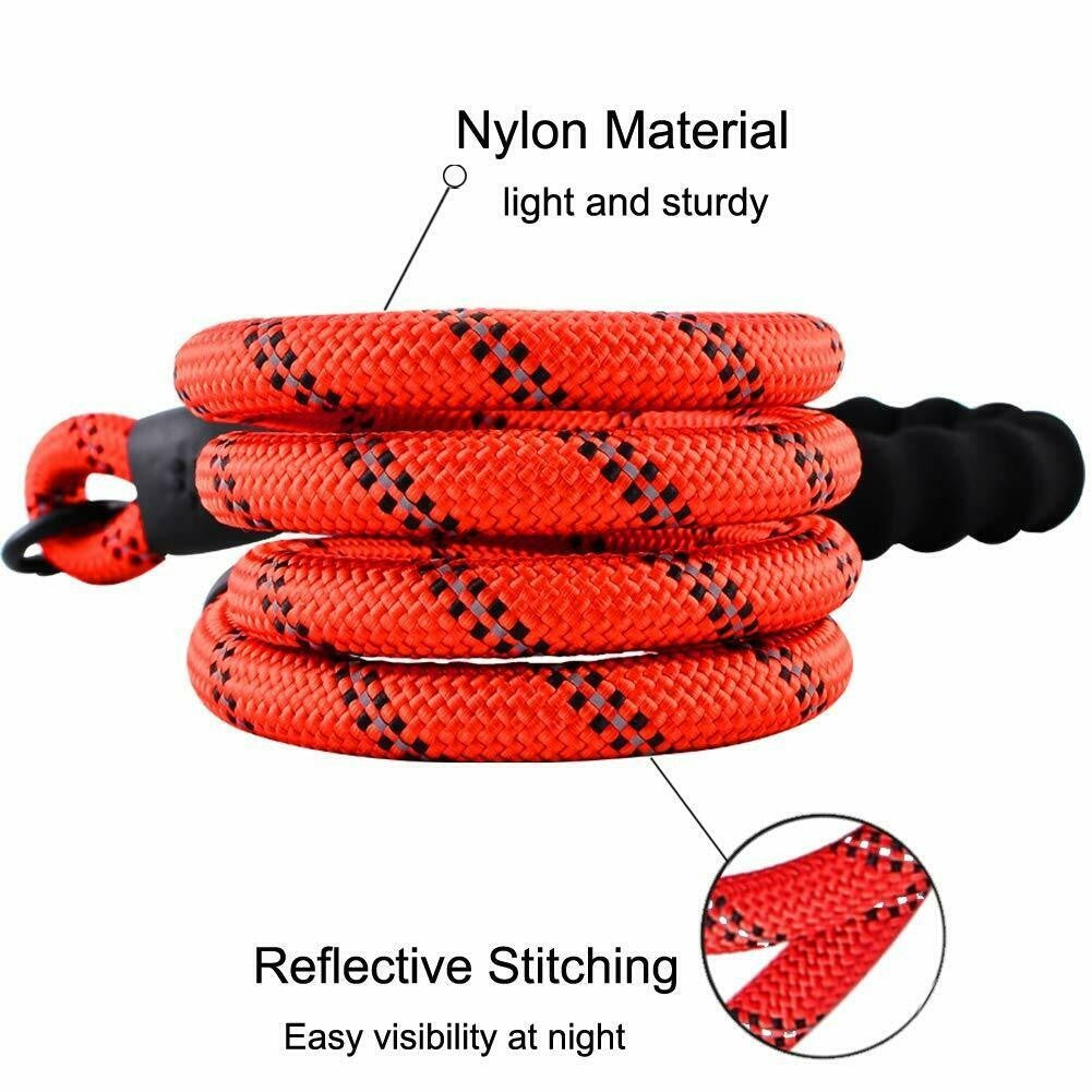 Extra Strong 5Ft Reflective Rope Dog Lead with Comfortable Foam Padded Handle - Perfect for All Dog Sizes