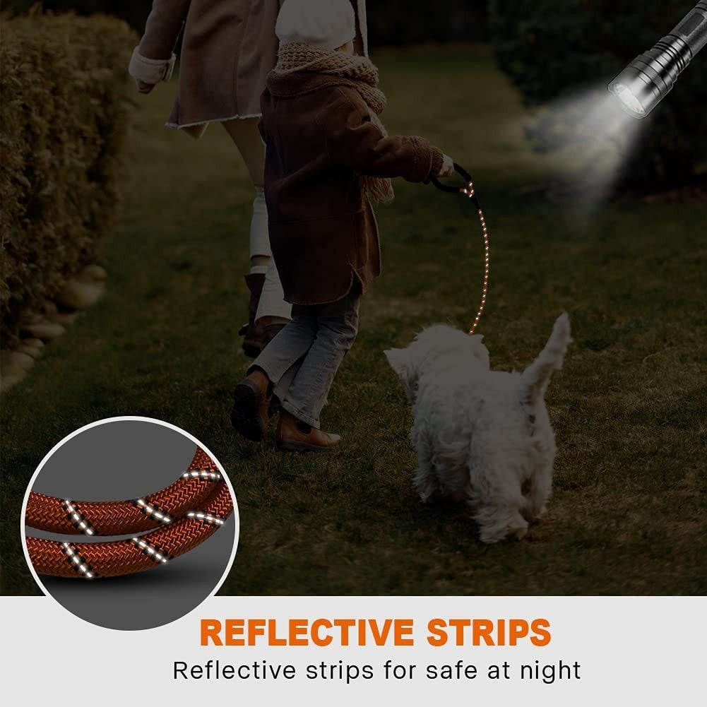 Extra Strong 5Ft Reflective Rope Dog Lead with Comfortable Foam Padded Handle - Perfect for All Dog Sizes