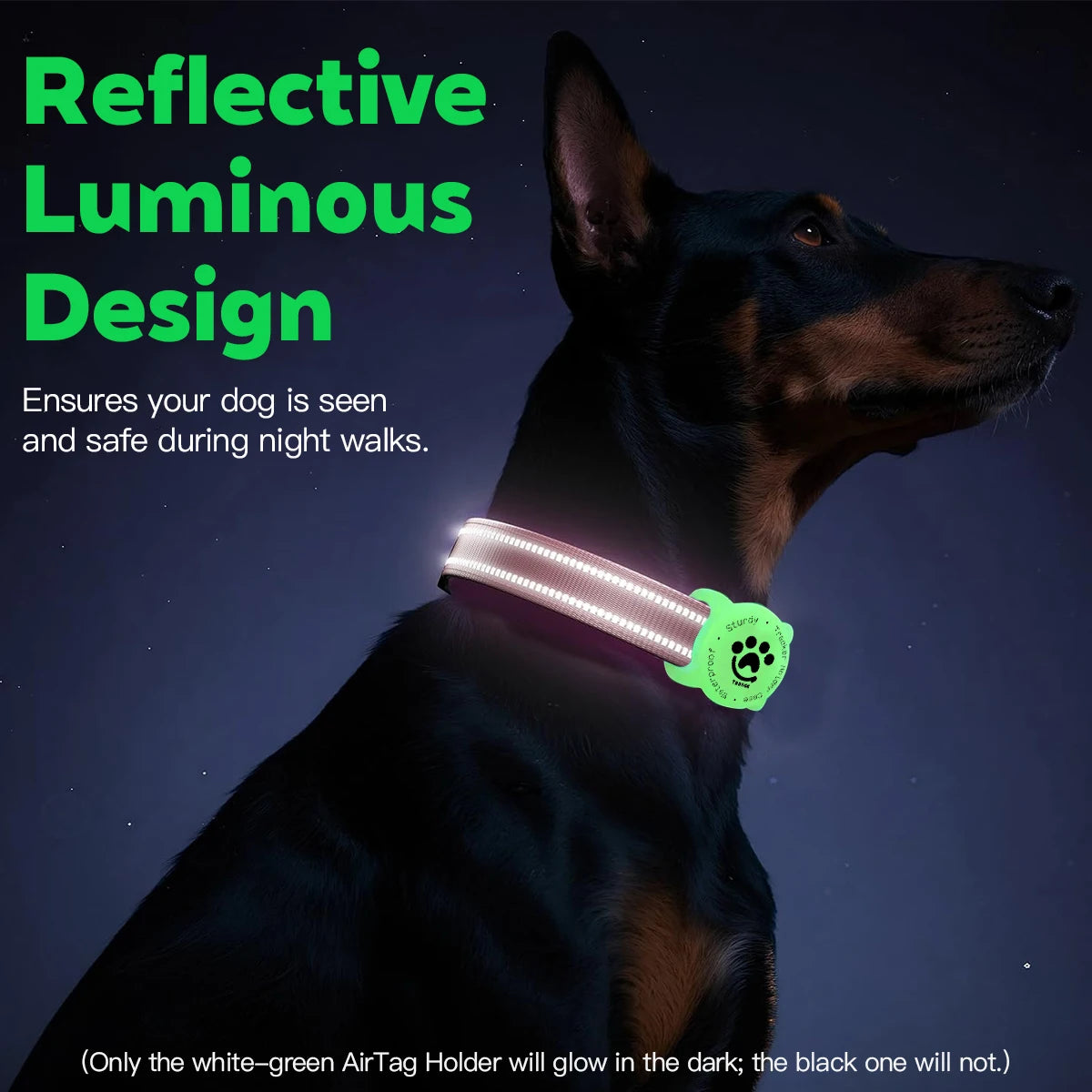 Elevate Your Dog's Safety and Style with the Taakcc Reflective Dog Collar - Featuring Luminous AirTag Holder and Waterproof Comfort