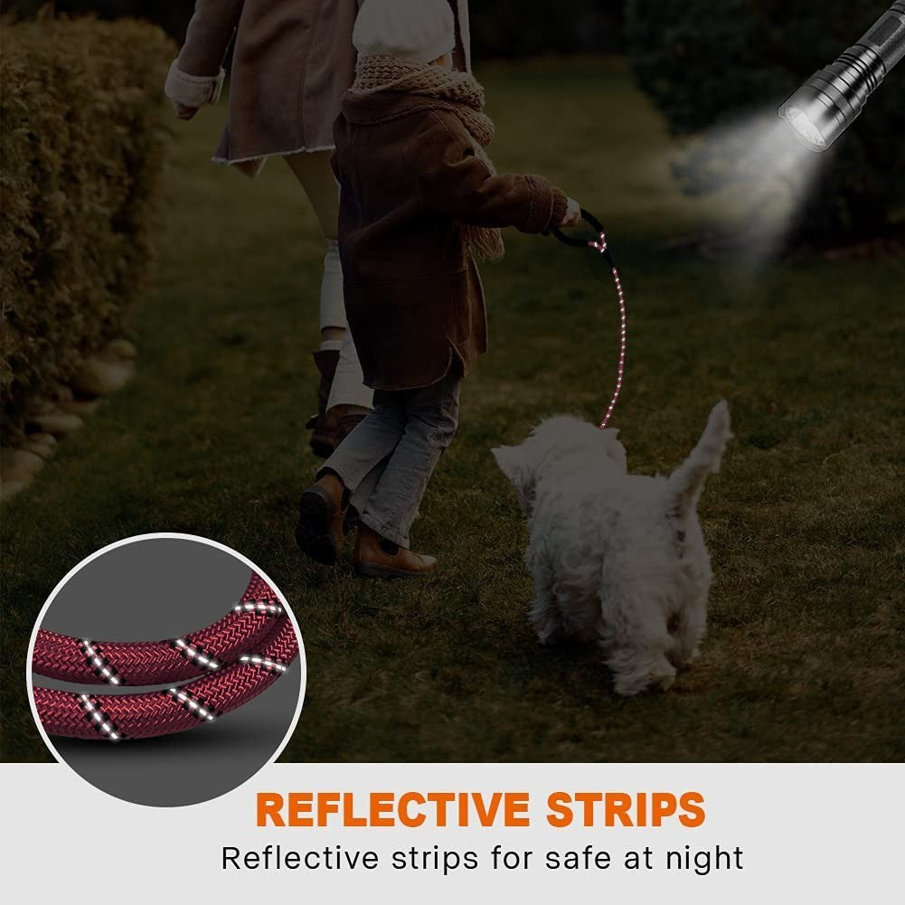 Extra Strong 5Ft Reflective Rope Dog Lead with Comfortable Foam Padded Handle - Perfect for All Dog Sizes