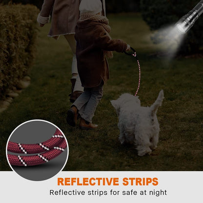 Extra Strong 5Ft Reflective Rope Dog Lead with Comfortable Foam Padded Handle - Perfect for All Dog Sizes