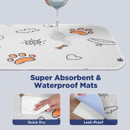 Large Washable Dog Pee Pads - 2 Pack, 36" x 41", Super Absorbent Reusable Training Mats, 100% Waterproof Non-Slip Indoor Playpen Accessories