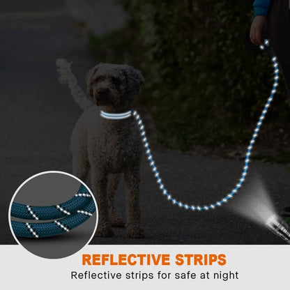 Extra Strong 5Ft Reflective Rope Dog Lead with Comfortable Foam Padded Handle - Perfect for All Dog Sizes