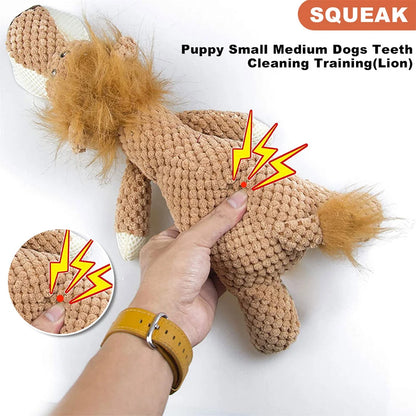 Delight Your Pup with Our 1/3 Pcs Large Bite-Resistant Plush Toy Set – Adorable Lion, Wolf & Elephant Squeaky Toys for Small & Medium Dogs