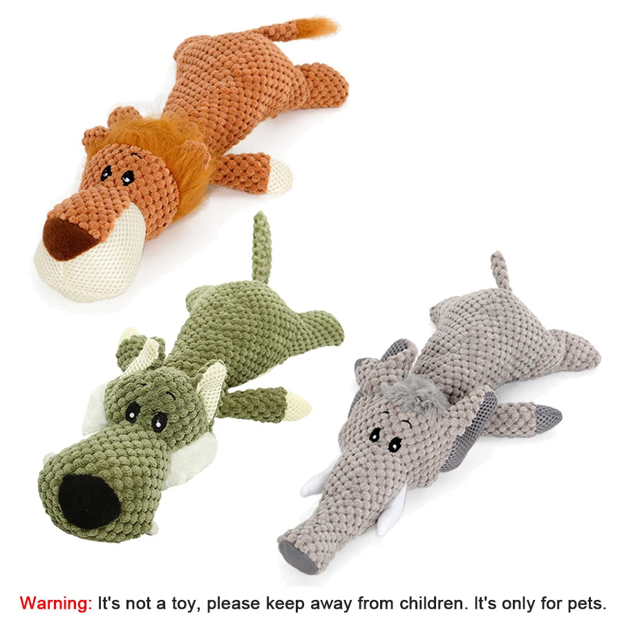 Delight Your Pup with Our 1/3 Pcs Large Bite-Resistant Plush Toy Set – Adorable Lion, Wolf & Elephant Squeaky Toys for Small & Medium Dogs