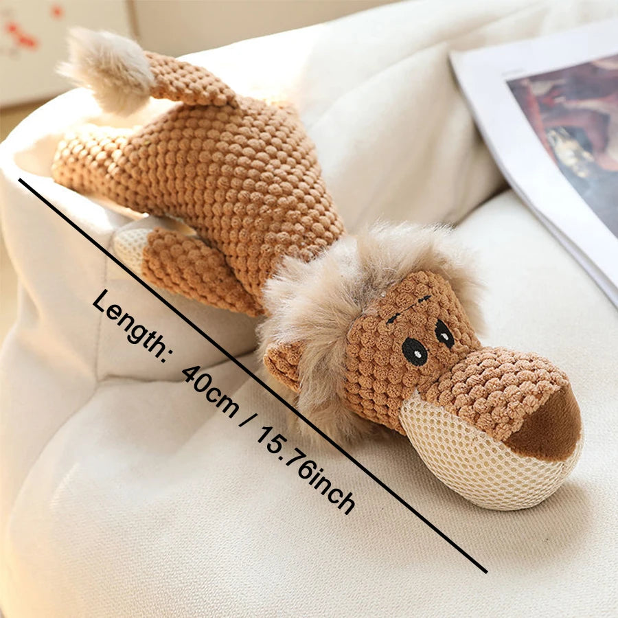 Delight Your Pup with Our 1/3 Pcs Large Bite-Resistant Plush Toy Set – Adorable Lion, Wolf & Elephant Squeaky Toys for Small & Medium Dogs