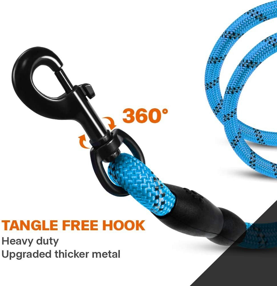 Extra Strong 5Ft Reflective Rope Dog Lead with Comfortable Foam Padded Handle - Perfect for All Dog Sizes