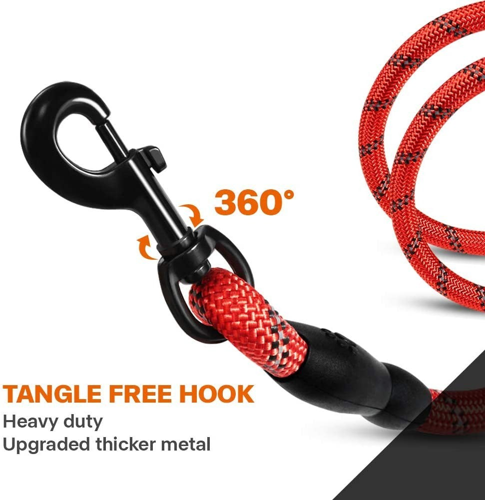 Extra Strong 5Ft Reflective Rope Dog Lead with Comfortable Foam Padded Handle - Perfect for All Dog Sizes