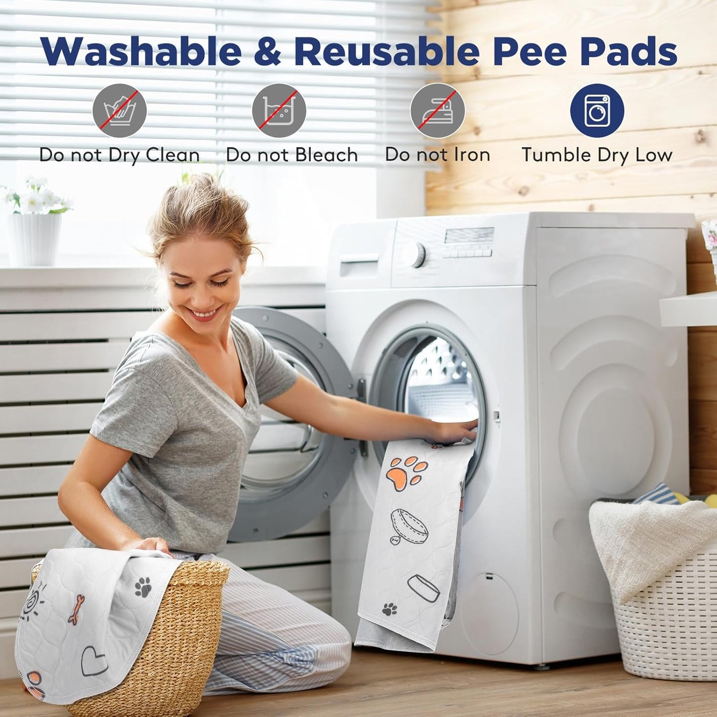 Large Washable Dog Pee Pads - 2 Pack, 36" x 41", Super Absorbent Reusable Training Mats, 100% Waterproof Non-Slip Indoor Playpen Accessories