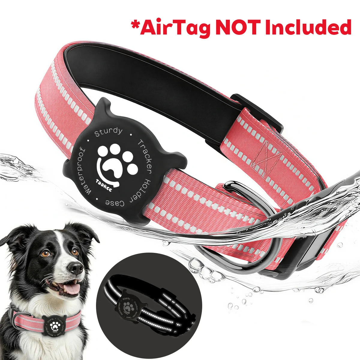 Elevate Your Dog's Safety and Style with the Taakcc Reflective Dog Collar - Featuring Luminous AirTag Holder and Waterproof Comfort