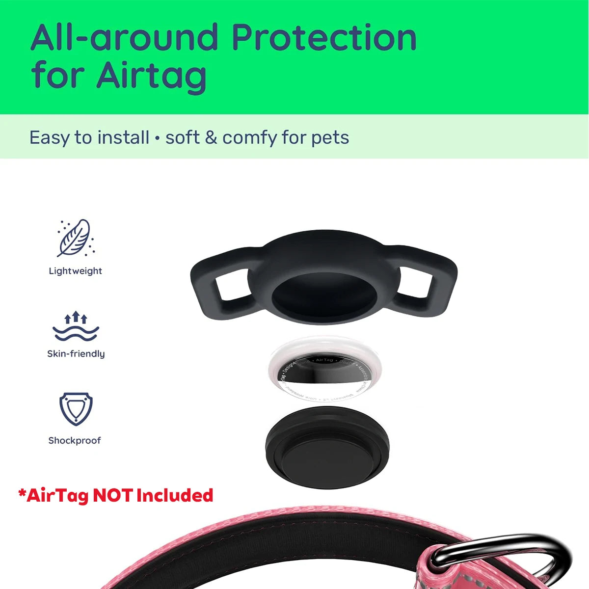Elevate Your Dog's Safety and Style with the Taakcc Reflective Dog Collar - Featuring Luminous AirTag Holder and Waterproof Comfort