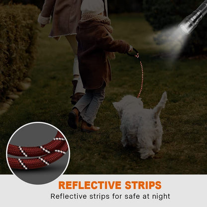 Extra Strong 5Ft Reflective Rope Dog Lead with Comfortable Foam Padded Handle - Perfect for All Dog Sizes