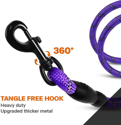 Extra Strong 5Ft Reflective Rope Dog Lead with Comfortable Foam Padded Handle - Perfect for All Dog Sizes