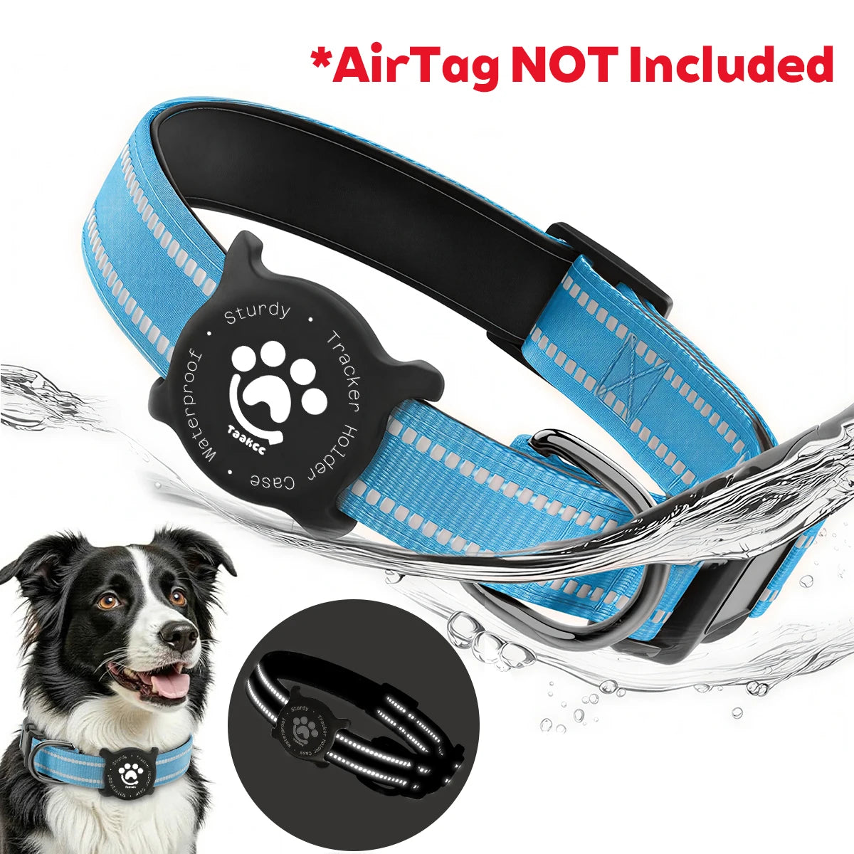 Elevate Your Dog's Safety and Style with the Taakcc Reflective Dog Collar - Featuring Luminous AirTag Holder and Waterproof Comfort