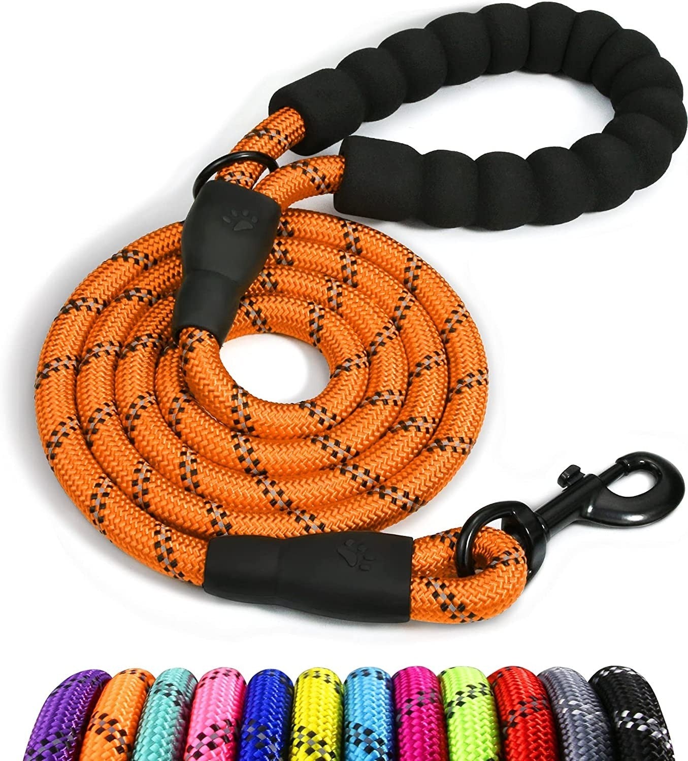 Extra Strong 5Ft Reflective Rope Dog Lead with Comfortable Foam Padded Handle - Perfect for All Dog Sizes
