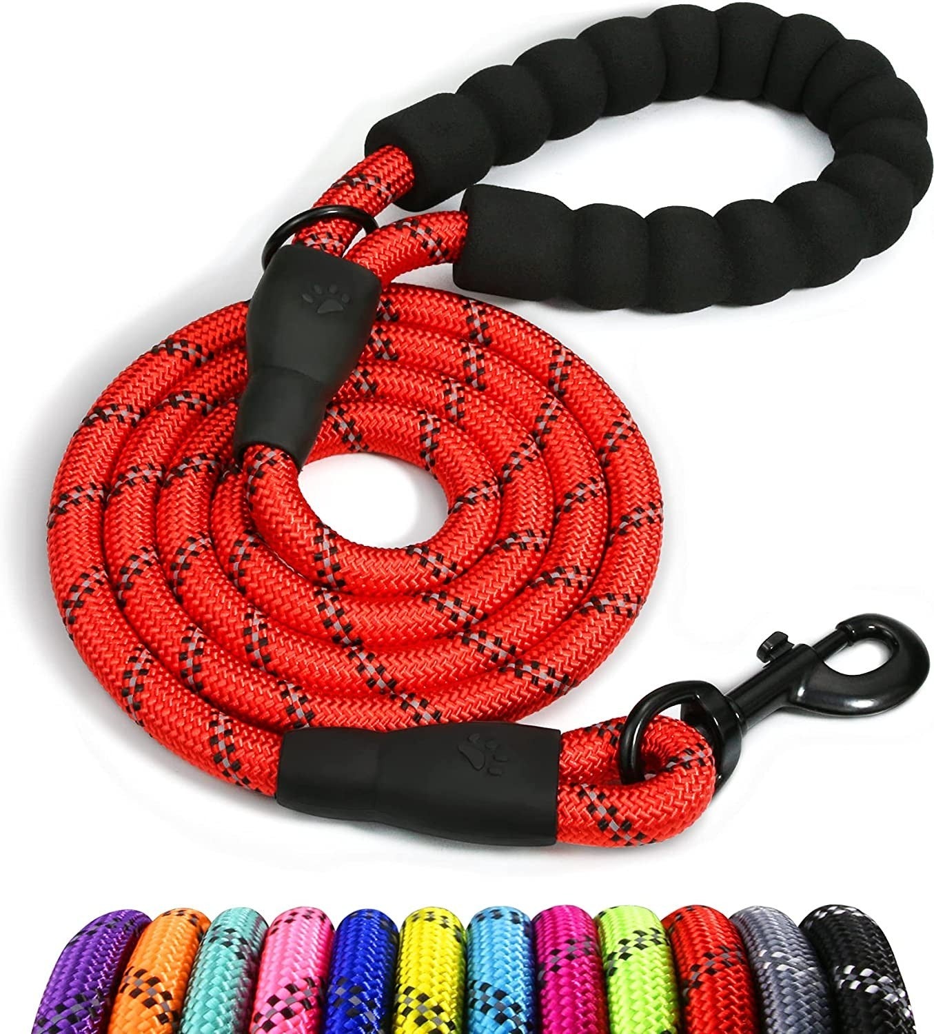 Extra Strong 5Ft Reflective Rope Dog Lead with Comfortable Foam Padded Handle - Perfect for All Dog Sizes