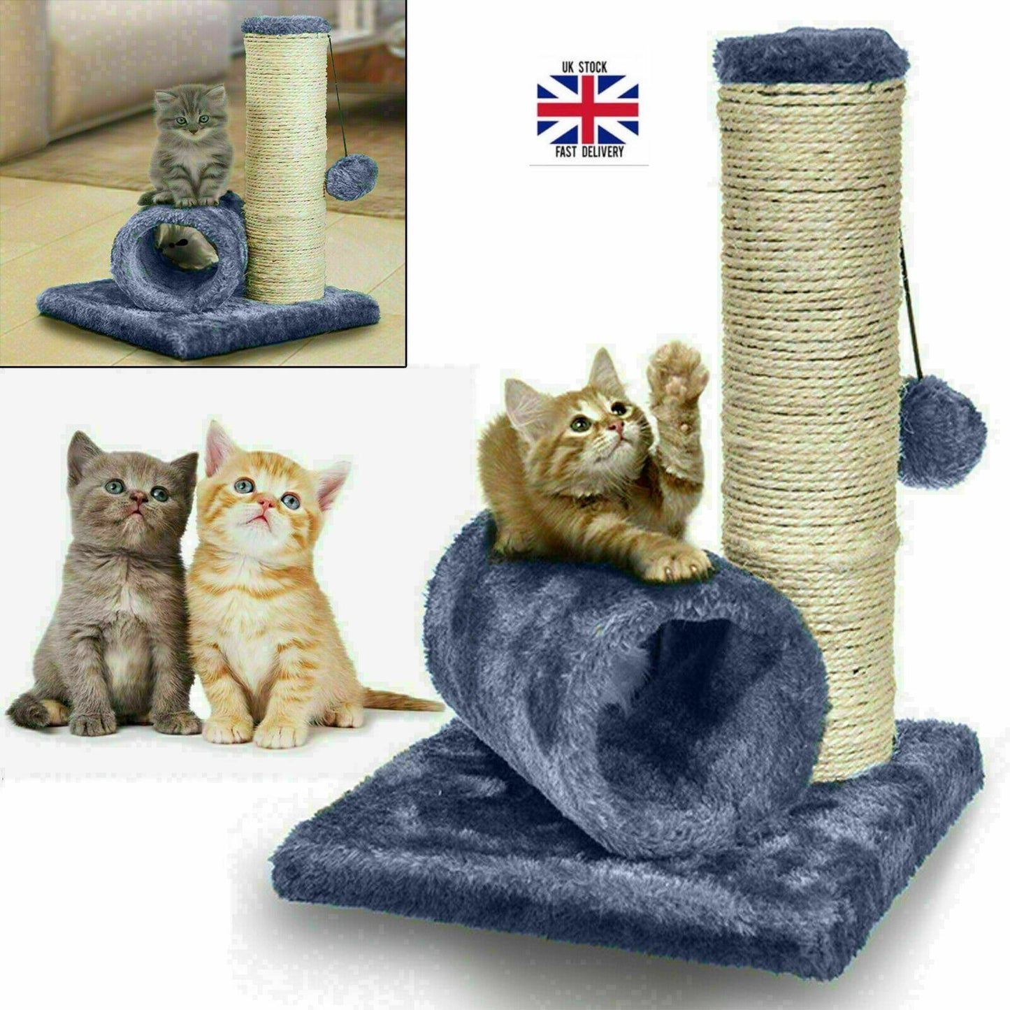 Delight Your Cat with the Ultimate Sisal Scratch Post Bed Toy Featuring Tunnel & Mouse for Endless Fun!